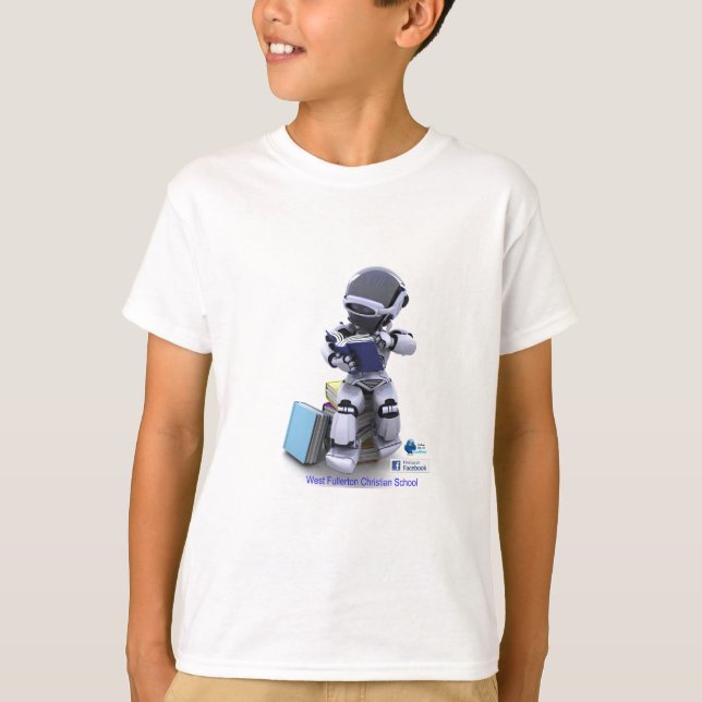 Camiseta niño del robot de la lectura (Anverso)