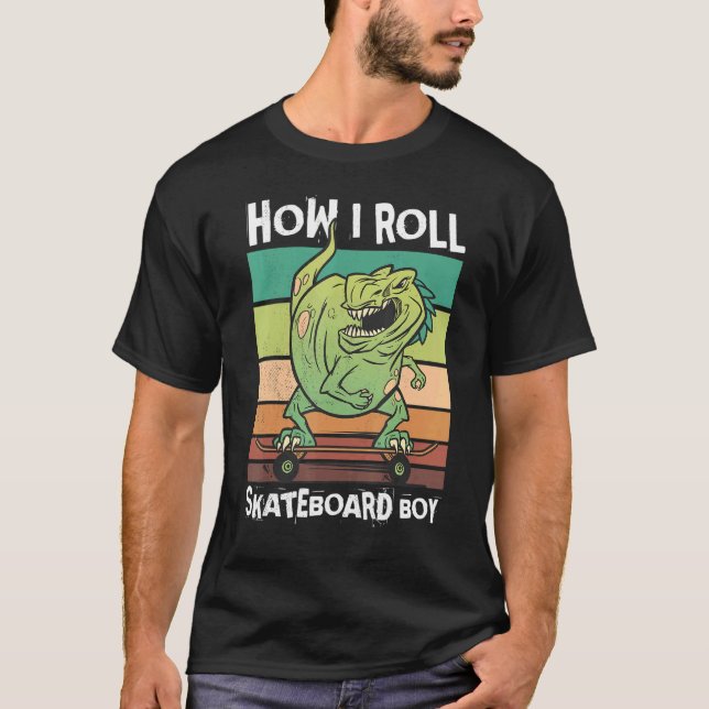 Camiseta Niño del Skateboard Cómo Pon Dinosaurio En El Skat (Anverso)