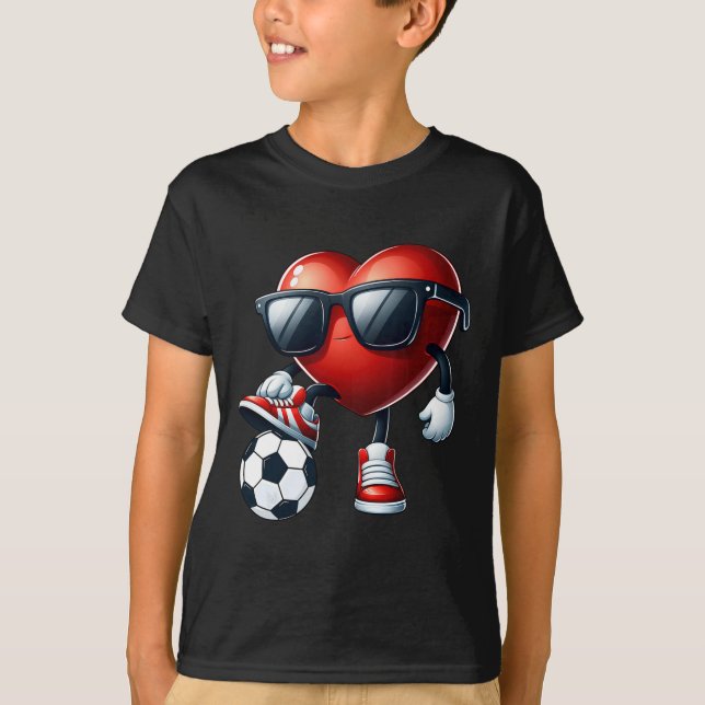 Camiseta Niño Día de San Valentín de fútbol de divertida re (Anverso)