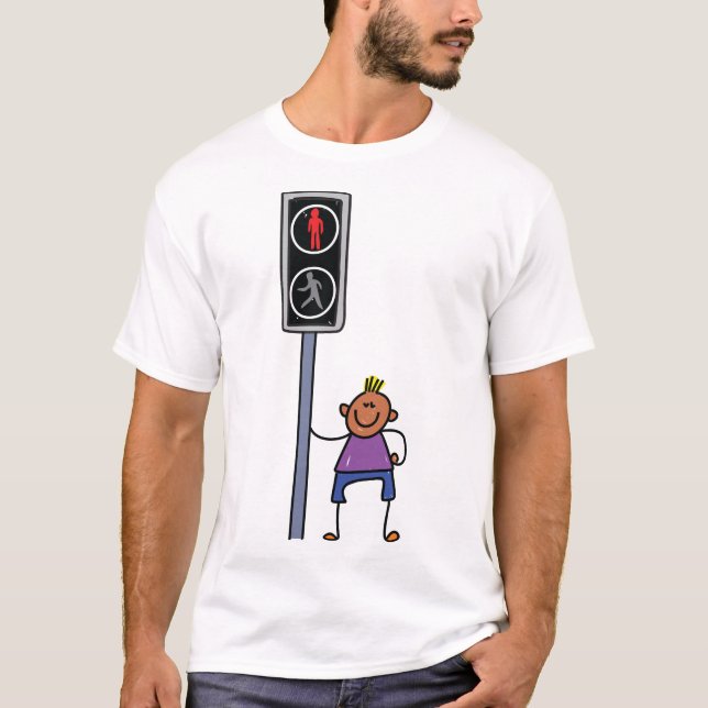 Camiseta Niño en el cruce peatonal con señal de parada roja (Anverso)