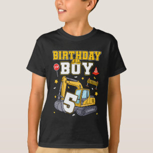 Camiseta Niño en su 5º Cumpleaños Excavadora Tres Decoració