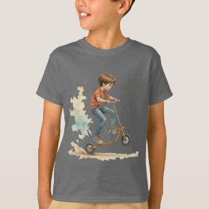 Camiseta Niño en una silueta divertida deportiva de patinet
