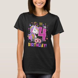 Camiseta Niño es mi cuarto cumpleaños Unicornio de 4 años d