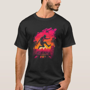 Camiseta Niño estético retro haciendo parkour por el techo
