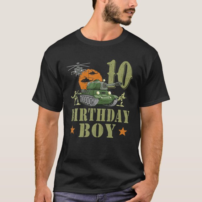 Camiseta Niño Fiesta Del Ejército De Cumpleaños De 10 Años (Anverso)