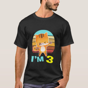 Camiseta Niño Gato Chica De Cumpleaños 3 Años
