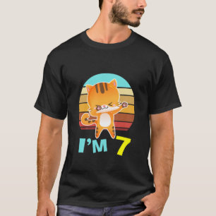 Camiseta Niño Gato Chica De Cumpleaños Séptima Edad De C
