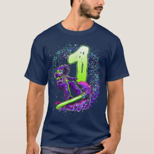 Camiseta Niño gracioso 1 cumpleaños astronauta sobrevida en