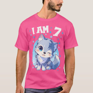 Camiseta Niño lobo Chica de siete años de edad lobos de cum