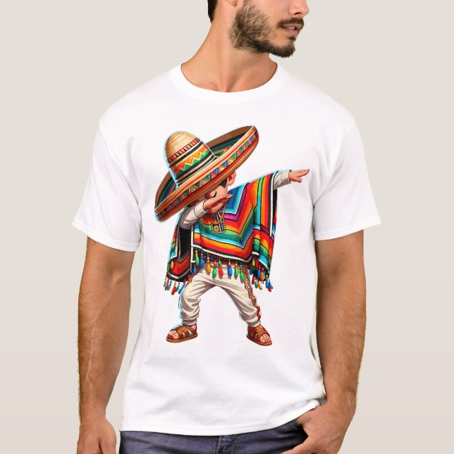 Camiseta Niño mexicano Dabbing Poncho Cinco De Mayo (Anverso)