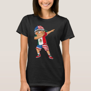 Camiseta Niño mexicano medio americano de bandera de México