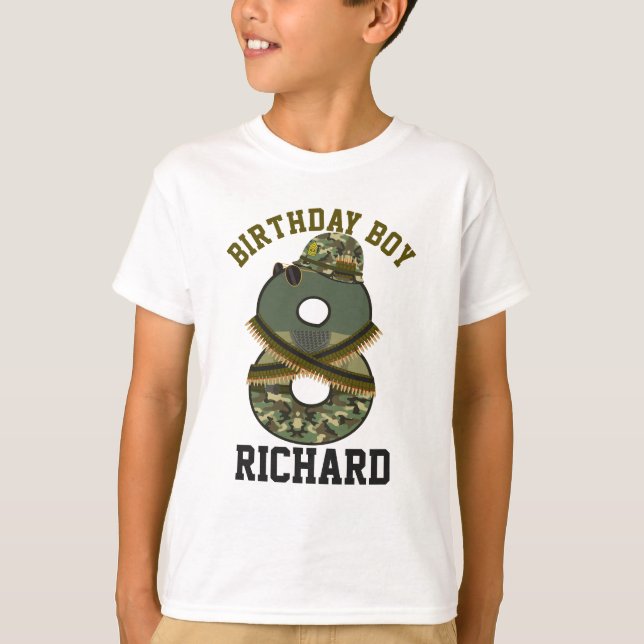 Camiseta Niño militar de cumpleaños ocho soldado (Anverso)