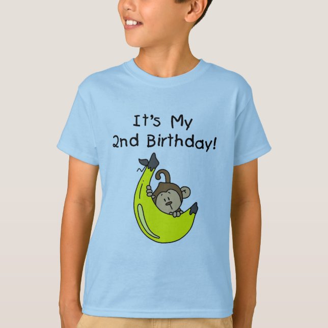 Camiseta Niño Mono en Banana Segundo Cumpleaños (Anverso)