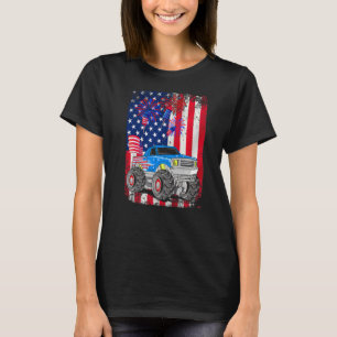 Camiseta Niño Monstruo Camión Niño Niños Bandera Americana