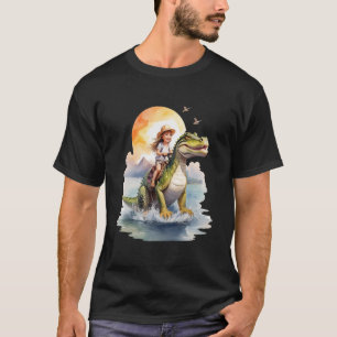 Camiseta Niño Montando En Dinosaurio