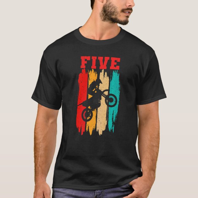 Camiseta Niño Montando Motocross 5 cumpleaños Dirt Bike E (Anverso)
