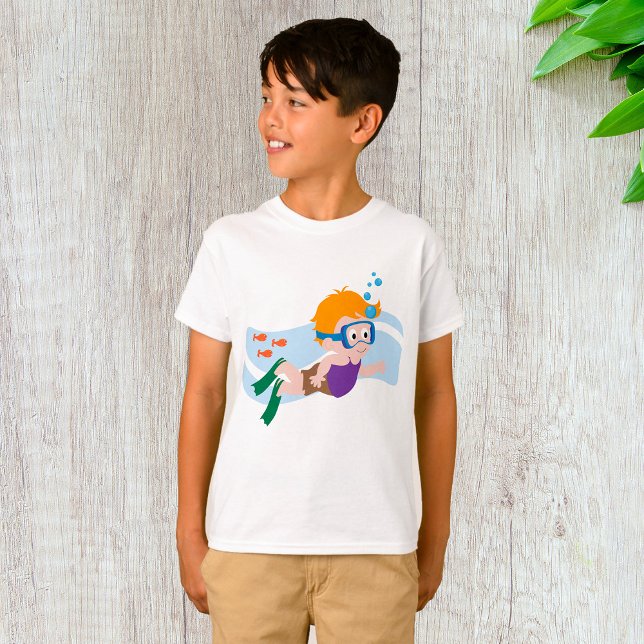 Camiseta Niño Nadando Con Pescado (Subido por el creador)