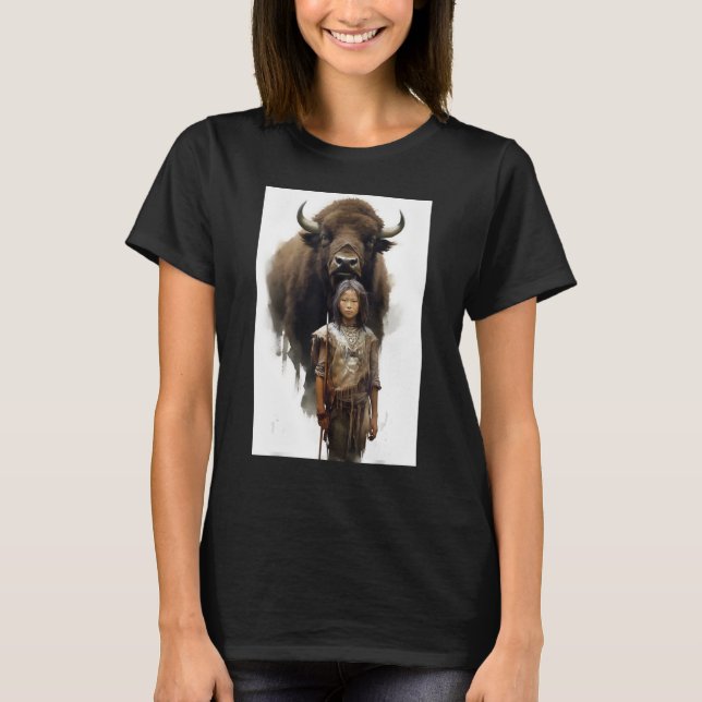 Camiseta Niño nativo indígena búfalo de Wakan Bison Sioux (Anverso)