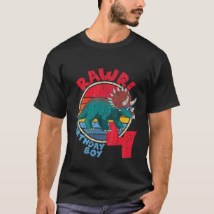 Camiseta ¡Niño, Niño, 4 Años, Rawr! Familia Triceratops