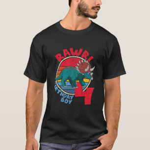 Camiseta ¡Niño, Niño, 4 Años, Rawr! Familia Triceratops