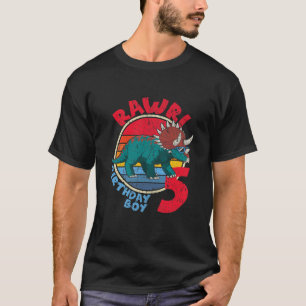 Camiseta ¡Niño, Niño, 5 Años, Rawr! Familia Triceratops
