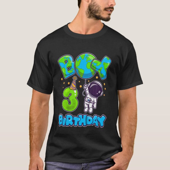 Camiseta Niño niño Astronauta de cumpleaños 3 años año (Anverso)