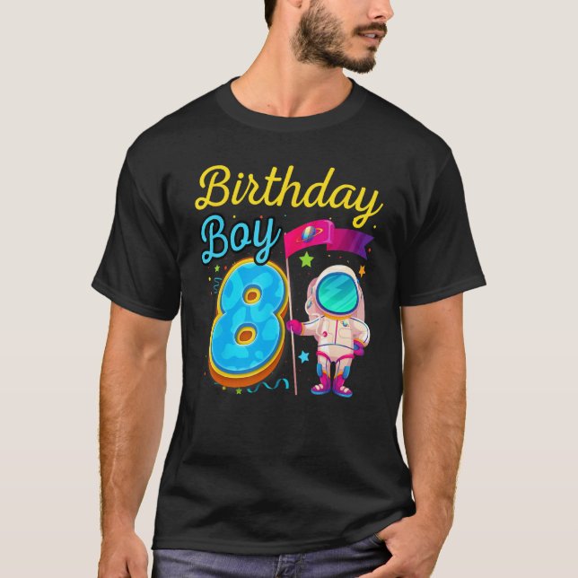 Camiseta Niño Ocho 8 Astronauta-Galaxia de cumpleaños (Anverso)