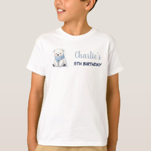 Camiseta Niño Oso Polar Acuarela Cumpleaños de Invierno Ni