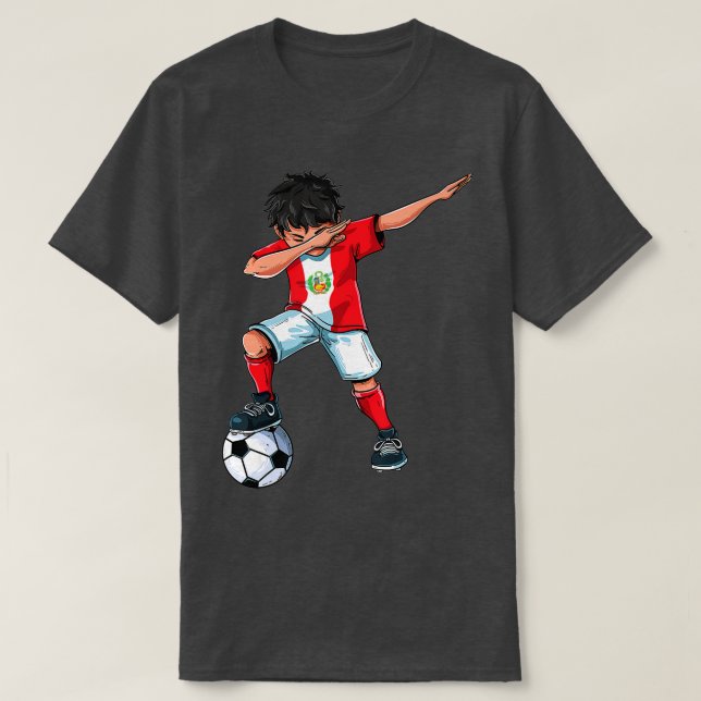 Camiseta Niño Perú - Dabbing Soccer Gift de fútbol peruano (Diseño del anverso)