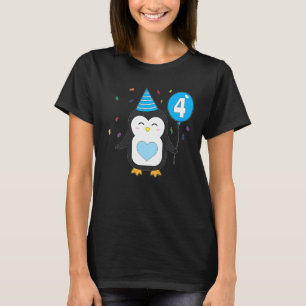 Camiseta Niño Pingüino Globo 4º Fiesta de cumpleaños Cake W