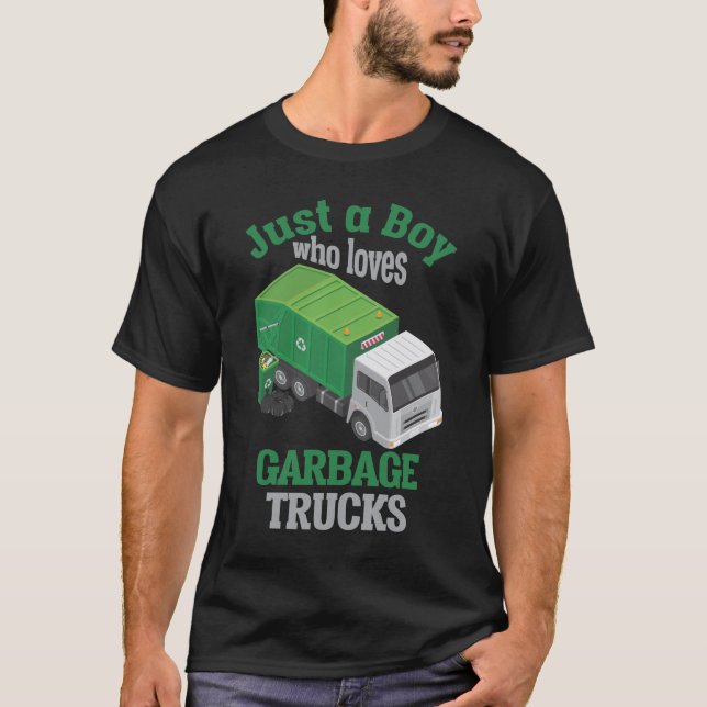 Camiseta Niño que ama a un camión de basura, pequeño recicl (Anverso)