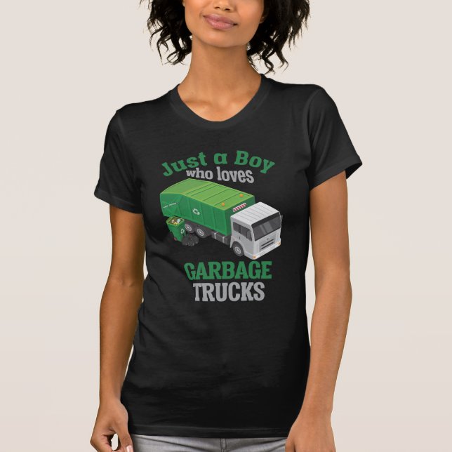 Camiseta Niño que ama a un camión de basura, pequeño recicl (Anverso)