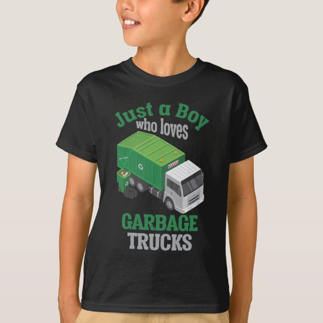 Camiseta Niño que ama a un camión de basura, pequeño recicl (Anverso)
