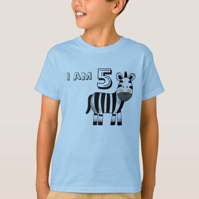 Camiseta Niño/regalo de chica de 5 años de edad (cebra) (Anverso)