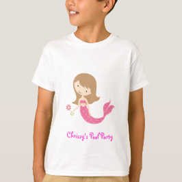 Camiseta Niño rosado lindo de la fiesta en la piscina de la