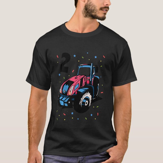Camiseta Niño Segundo cumpleaños Digger de Tractor de niño  (Anverso)
