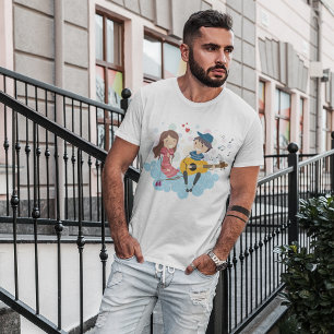Camiseta Niño tocando guitarra por amor Chica y música