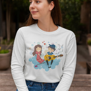 Camiseta Niño tocando guitarra por amor Chica y música
