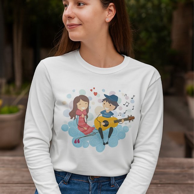Camiseta Niño tocando guitarra por amor Chica y música (Subido por el creador)