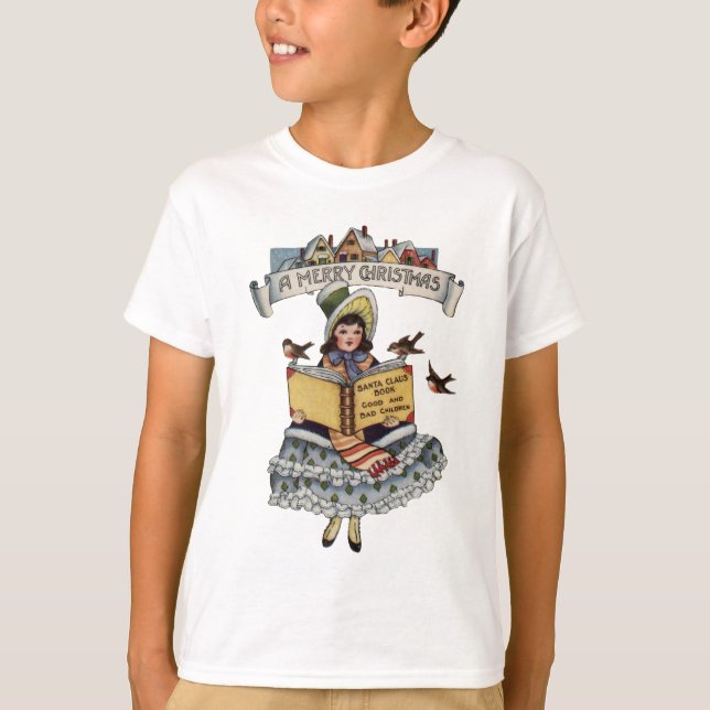 Camiseta Niño vintage con libro de Santa Claus (Anverso)