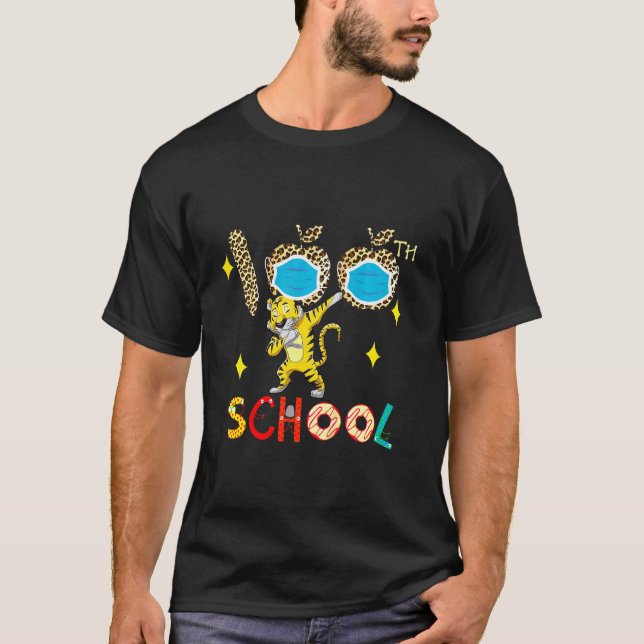 Camiseta Niños 100 Días De Colegio Divertido Dabbing Tiger  (Anverso)
