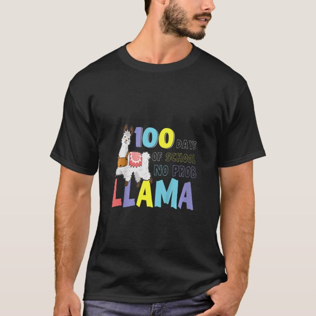 Camiseta Niños 100 días de colegio en Prob Llama - no hay p (Anverso)