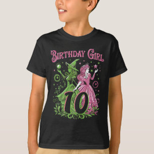 Camiseta Niños 10 Años De Bruja Rosa Y Verde