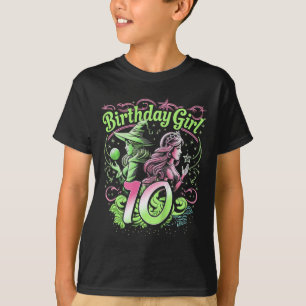 Camiseta Niños 10 Años De Bruja Rosa Y Verde