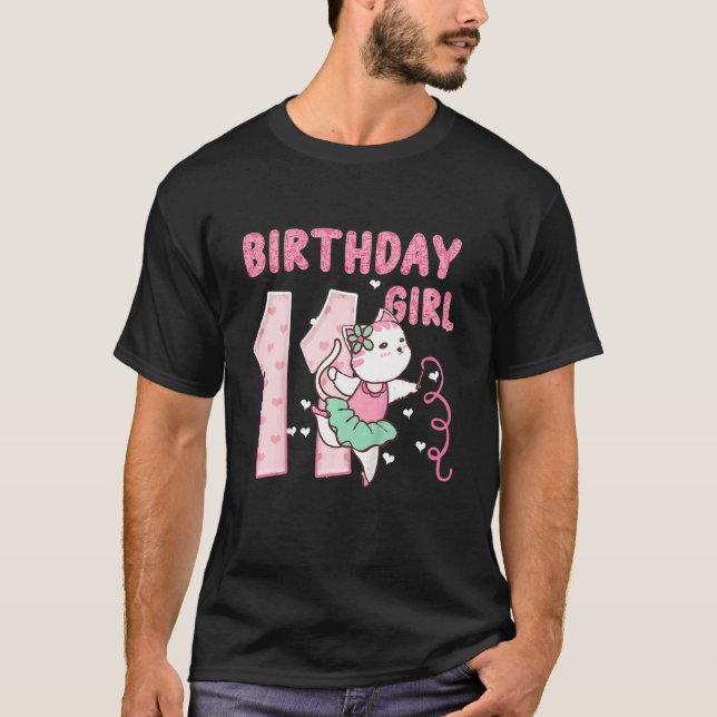 Camiseta Niños 11 Ballet de Cumpleaños Chica Cute Cat Kitty (Anverso)