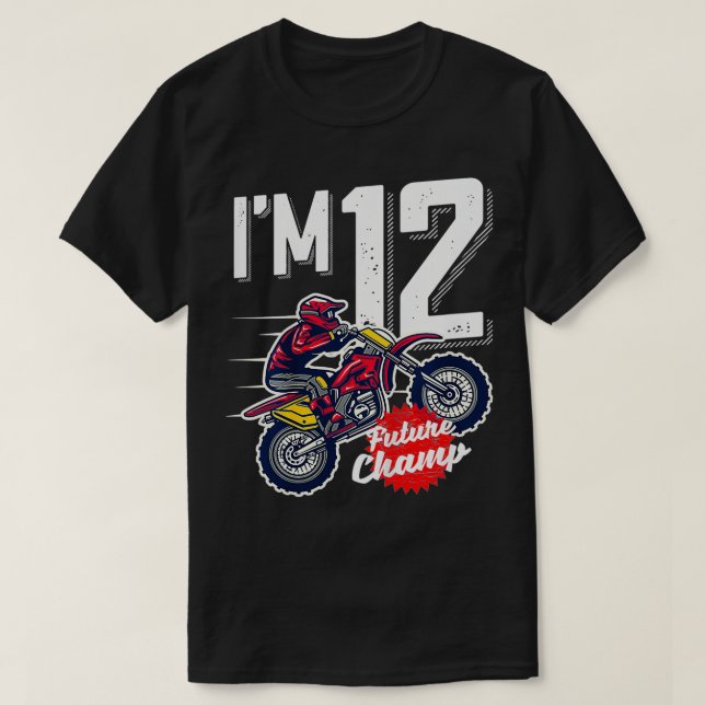 Camiseta Niños 12° cumpleaños cruz de motor, bicicleta suci (Diseño del anverso)