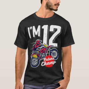Camiseta Niños 12° cumpleaños cruz de motor, bicicleta suci