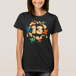 Camiseta Niños 13 Años De Aviones De Cumpleaños Niños Chica