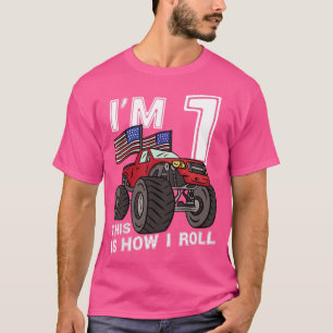 Camiseta Niños 1 año niño camión monstruo 1 cumpleaños Ki