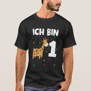 Camiseta Niños 1 cumpleaños jirafa linda - 1 año niño y chi